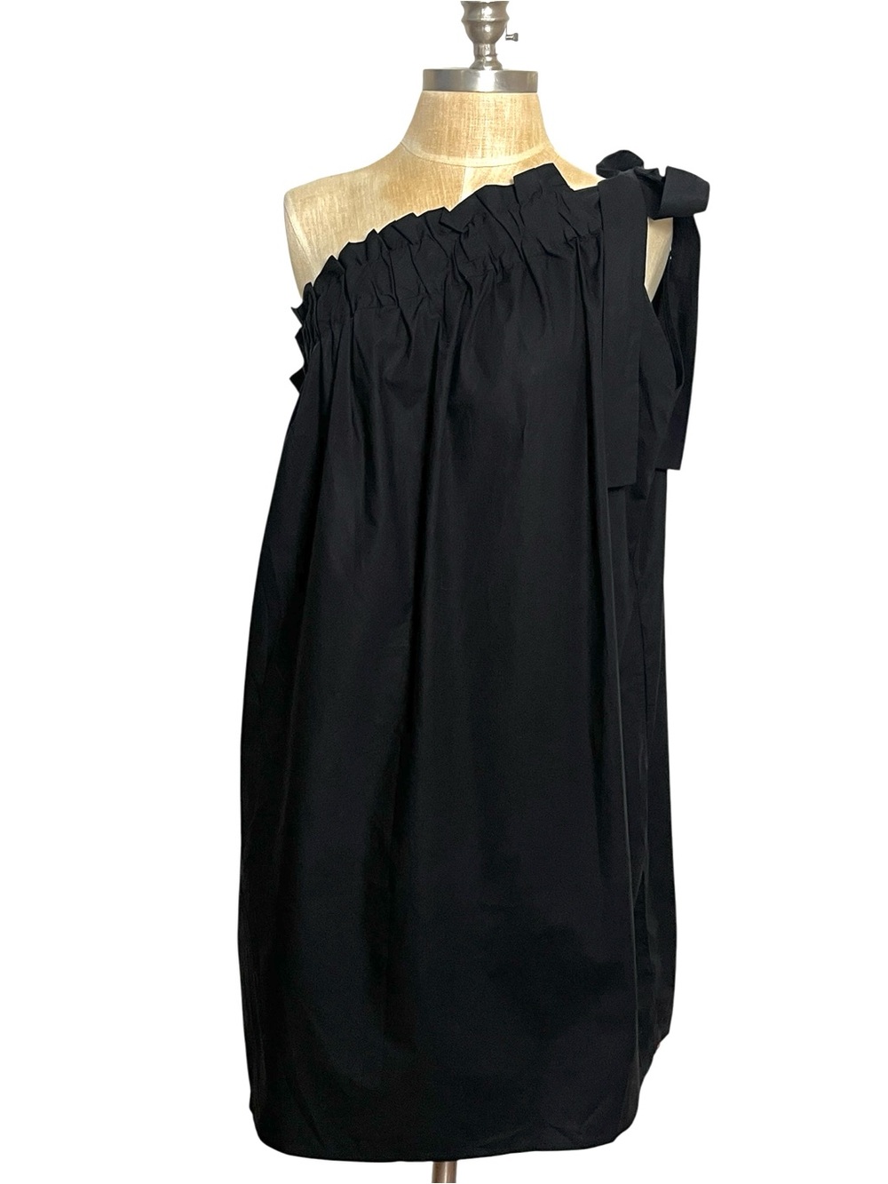Xírena Saskia One Shoulder Tie Black Cotton Mini Dress L NWT - Picture 8 of 14